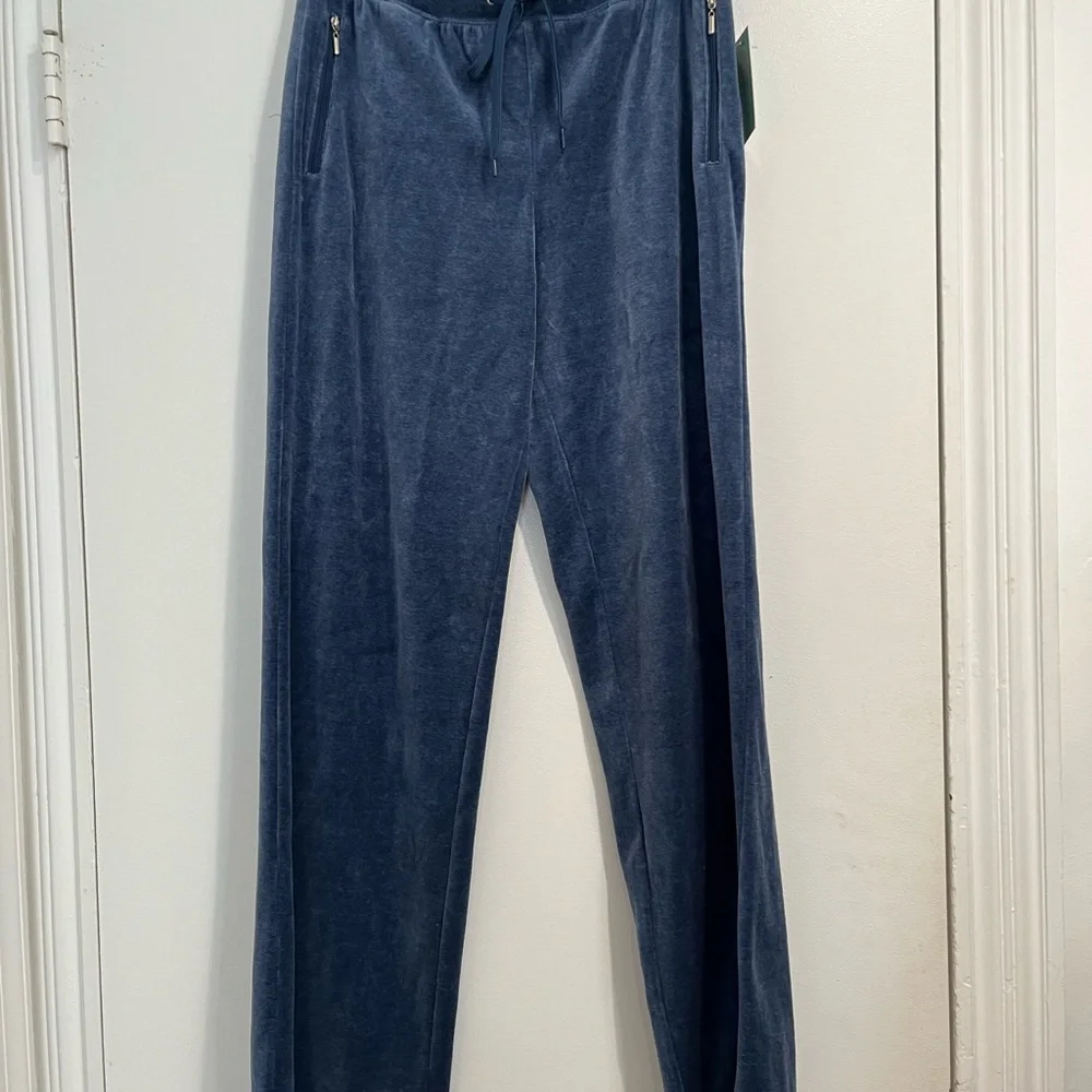 Tangerine Denim Blue VelourTracksuit Sz. L‎ Jacket and S Pants NWT